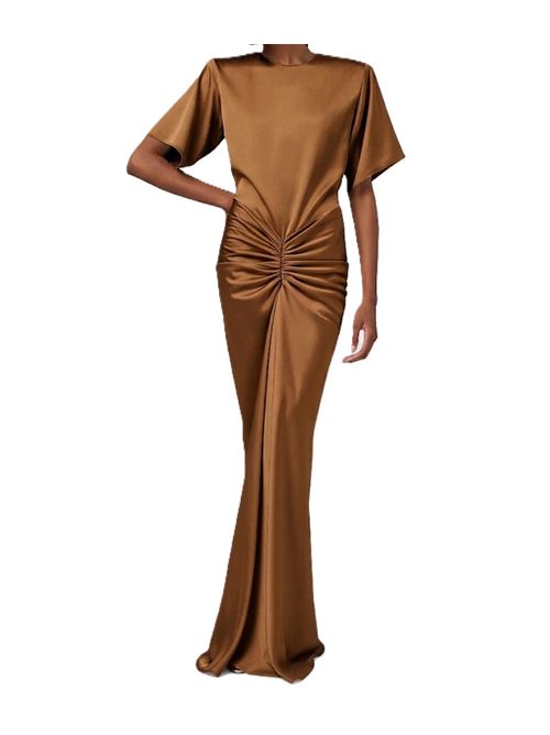 THE ANDAMANEAbito lungo Iris con ruches bronzo THE ANDAMANE | TM190177ATNP229 - LIQUID SATINBRONZE